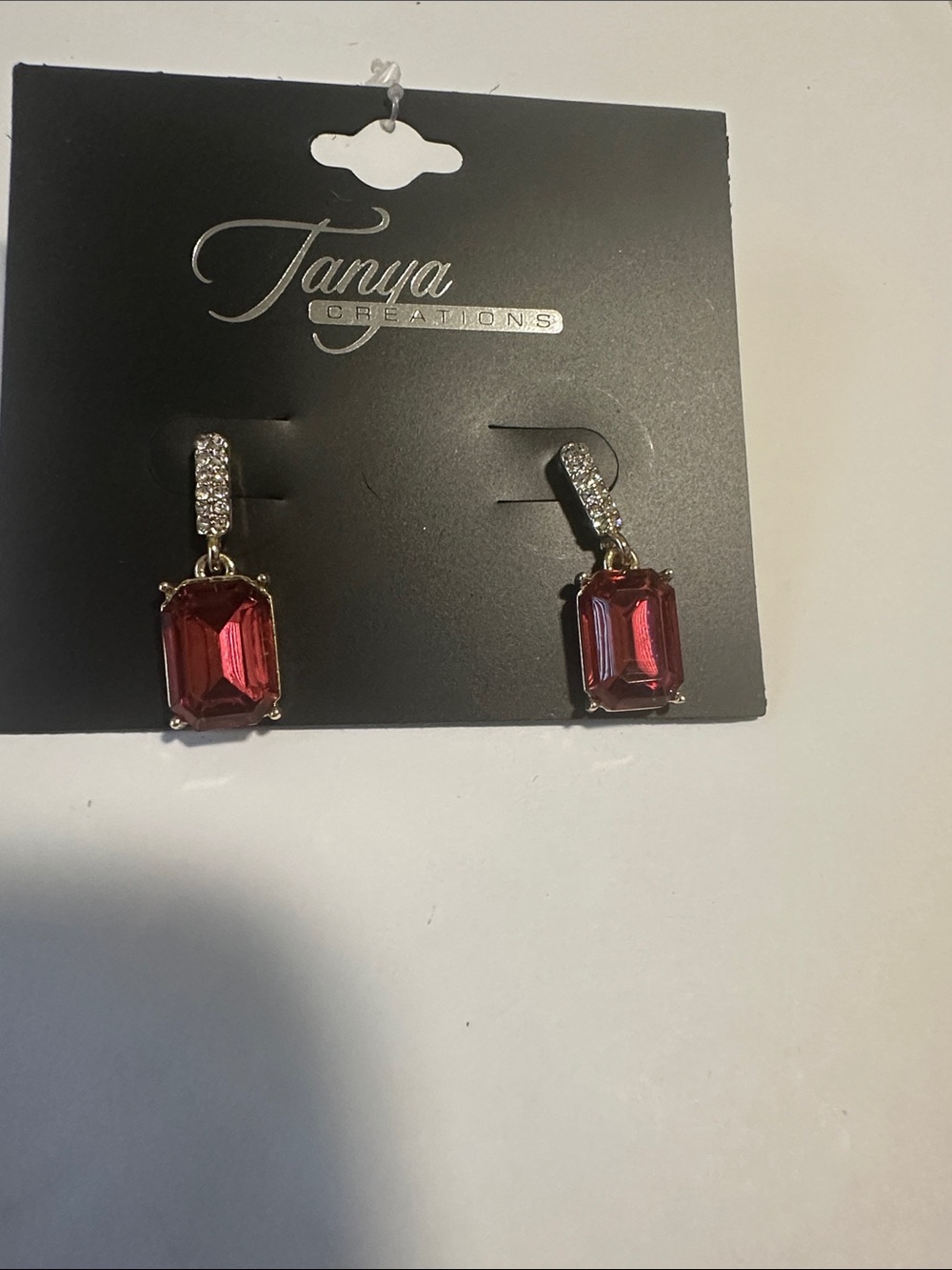 Pink Rectangular Drop Earrings